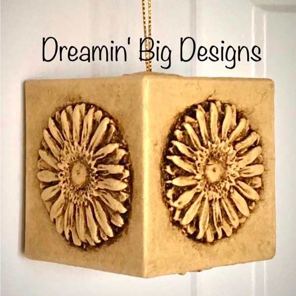 EMBELLISHED Hand Painted Floral Cube Paper Mache Ornament, Christmas Tree Decor - Picture 6 of 7